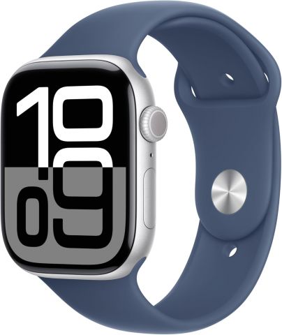 Apple Watch Series 10 GPS 46mm-Silver Aluminium Case with Denim Sport Band