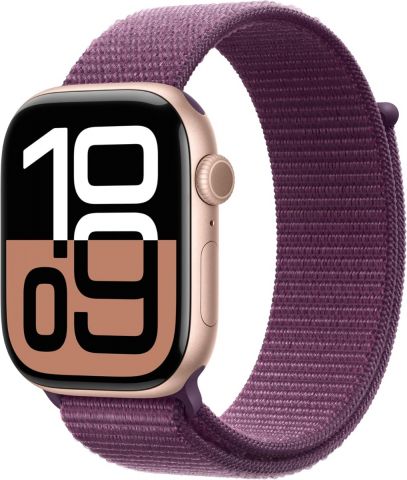 Apple Watch Series 10 GPS 46mm-Rose Gold Aluminium Case with Plum Sport Loop